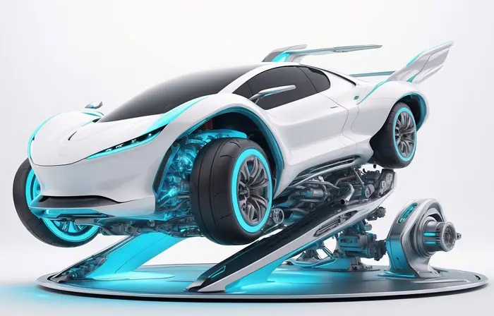 The Futuristic 3D Design of an Electric Car Illustration